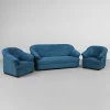 Classic 3-Piece Leather Living Room Blue sofa Set