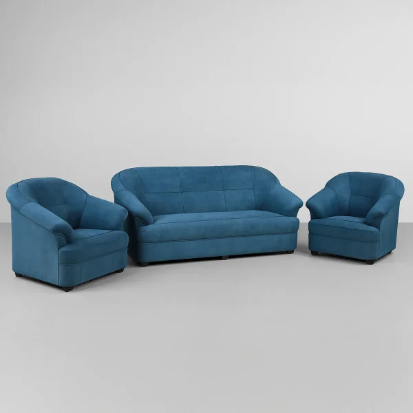 Classic 3-Piece Leather Living Room Blue sofa Set