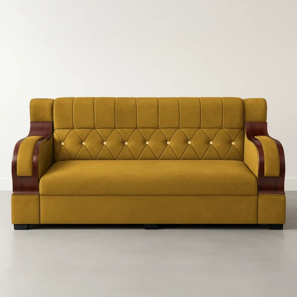 Adelaide Luxury 3-Seater Velvet Yellow Sofa