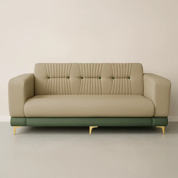 Milan Beige & Forest Green Modern 3-Seater Sofa