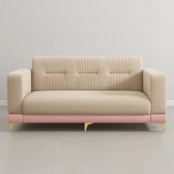 Milan Beige & Dusty Pink Modern 3-Seater Sofa