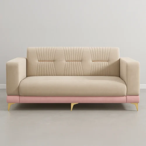 Milan Beige & Dusty Pink Modern 3-Seater Sofa