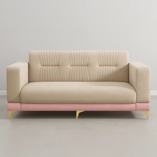 Milan Beige & Dusty Pink Modern 3-Seater Sofa