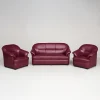 Classic 3-Piece Leather Living Room Red sofa Set