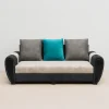 Velvet-Sofa: Modern 3-Seater Two-Tone Couch with Art Deco Sculpted Arms | Living Room Sofa
