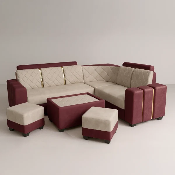 Modern Luxury Two Tone Corner Sectional Sofa Set with Quilted Seating