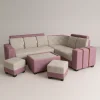 Modern Luxury Two Tone Corner Sectional Sofa Set with Quilted Seating