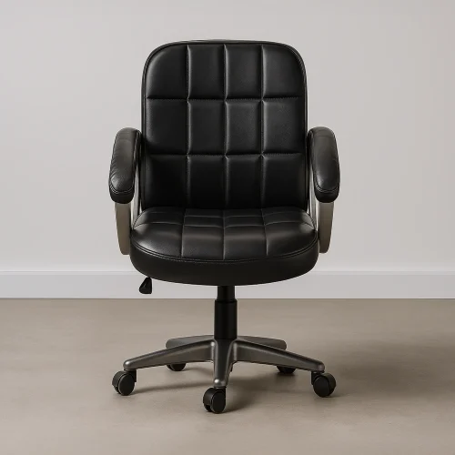 Black Leather Swivel Desk Chair - Office Chair A-101
