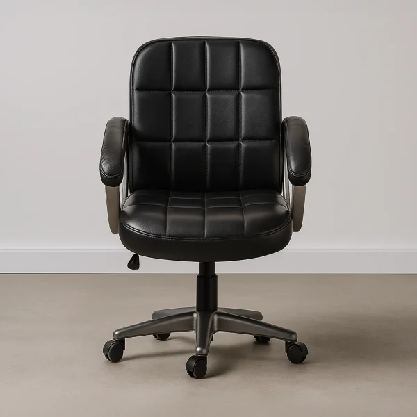 Black Leather Swivel Desk Chair - Office Chair A-101