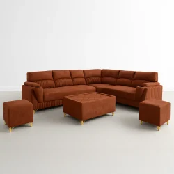Sienna Luxury Channel-Tufted Sectional Sofa Set