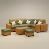 Modern Luxury Two Tone Corner Sectional Sofa Set with Quilted Seating
