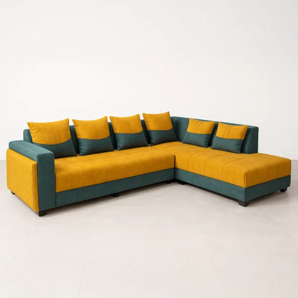 Yellow and Green Corner Sofa