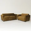 Monroe Art Deco Channel Tufted Brown Sofa Set