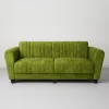 Monroe Art Deco Channel Tufted Green Sofa