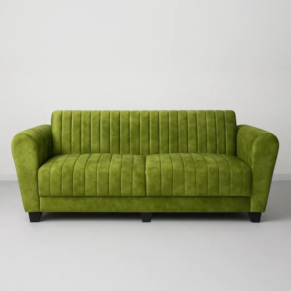 Monroe Art Deco Channel Tufted Green Sofa