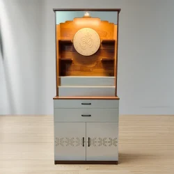 Advika Modern Pooja Mandir for Home | Two-Tone Prayer Cabinet with LED Light & Storage