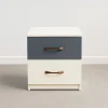 Bristol Modern Two-Tone Bedside Table | 2-Drawer Nightstand with Copper Handles