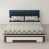 Bristol Modern Upholstered Bed with Chevron Headboard | Two-Tone Platform Storage Bed