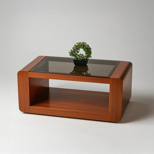 Rio Modern Coffee Table with Smoked Glass Top & Lower Shelf
