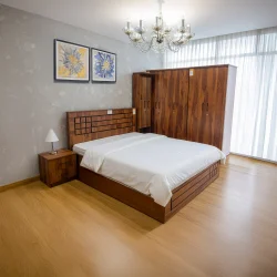 Hadley Modern Wooden Bedroom Set | 4-Piece Suite with Grid-Pattern Bed & 4-Door Wardrobe