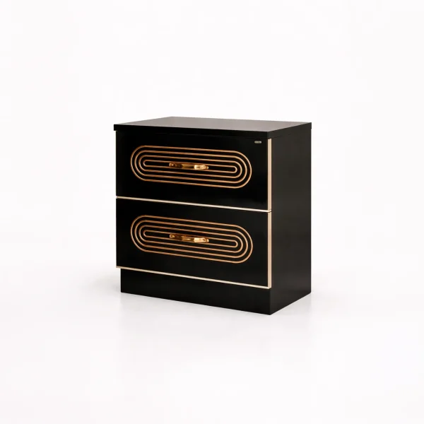 Noirva Art Deco Black & Gold Bedside Table
