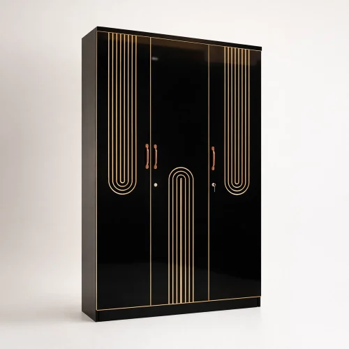 Noirva Art Deco Black & Gold Wardrobe