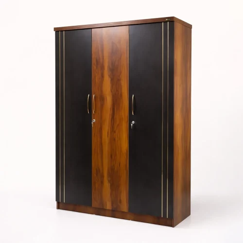 Averon Modern Walnut & Black Wardrobe
